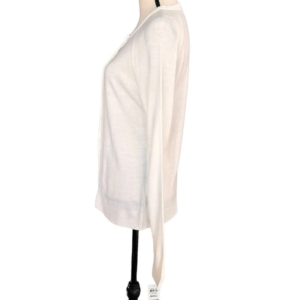 Karen Scott Small LuxSoft Cardigan Sweater Stretch Pearl Button-Up White New - Image 5