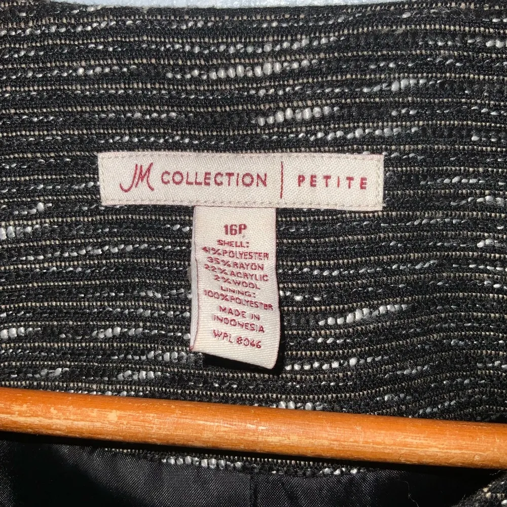 JM Collection Black & White Textured Button Front Blazer Business Classic 16P - Image 10