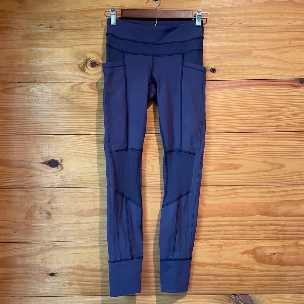 Lululemon Sun Salutation Pant Leggings Full On Luon Cadet Blue Purple 4 W5D45S - Image 2