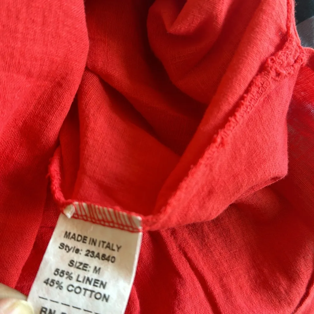 NWT Francesca Bettini Made In Italy Shirt Dress Red Linen Blend Size M - Image 8