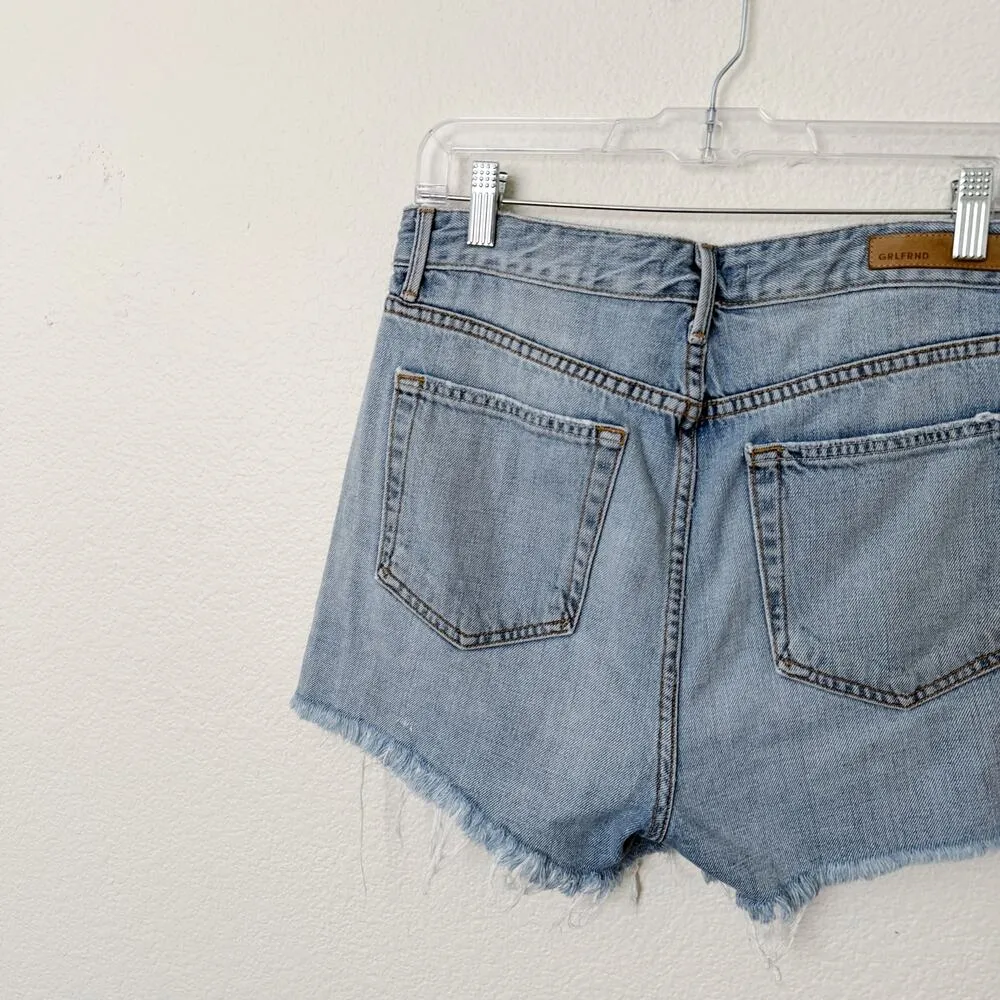 [GRLFRND] High Rise Frayed Hem Keep Talking Denim Cutoff Poppy Shorts Size 29 - Image 7