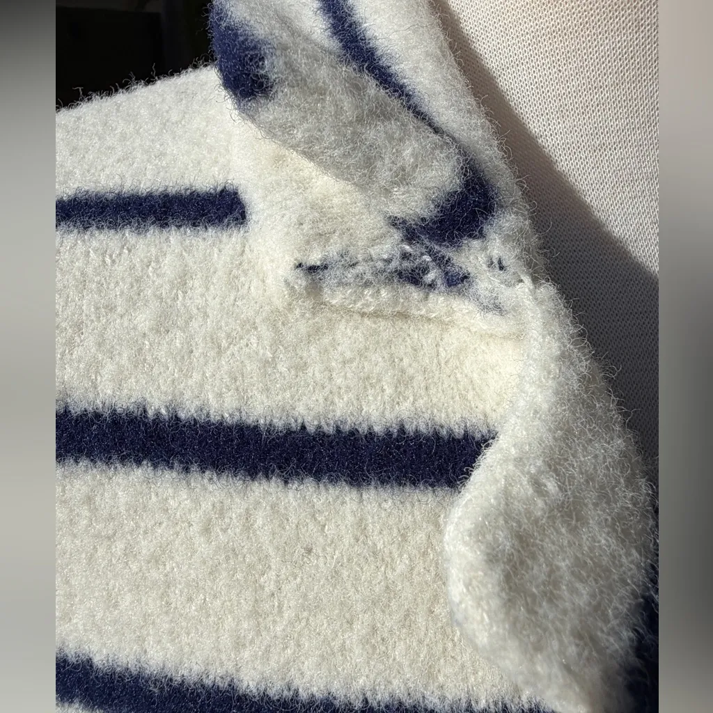 Ann Taylor Striped Cardigan Navy Blue Nautical Cozy Warm Hampton Academia - Image 6