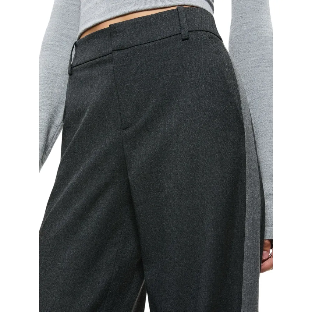 NWT Alice + Olivia Mal Pants Mid Rise Side Stripe Gray Straight Leg Trousers 0 - Image 5