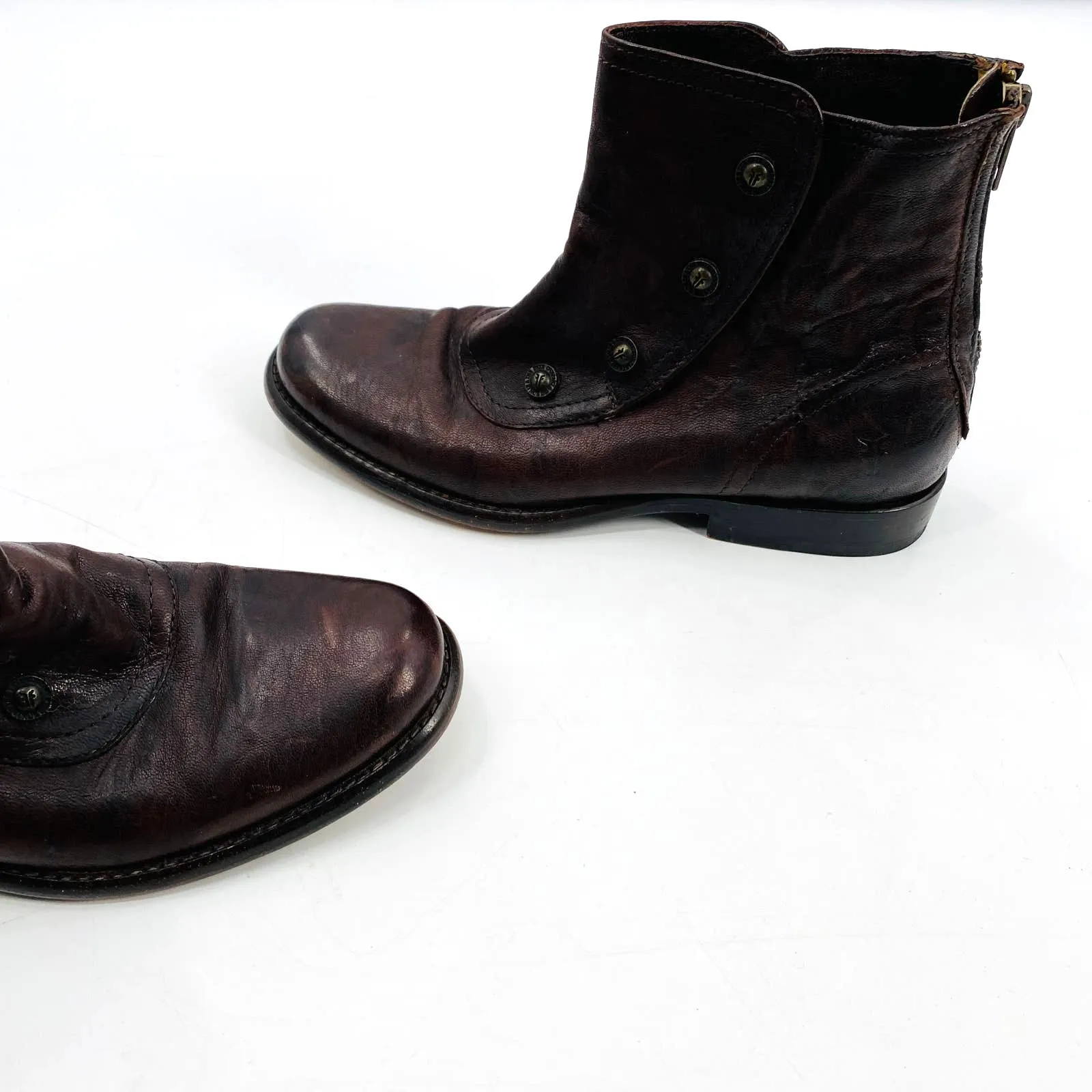 Frye Womens Phillip Military Zip Boot Dark Brown Leather Size 37 Heritage Preppy - Image 5