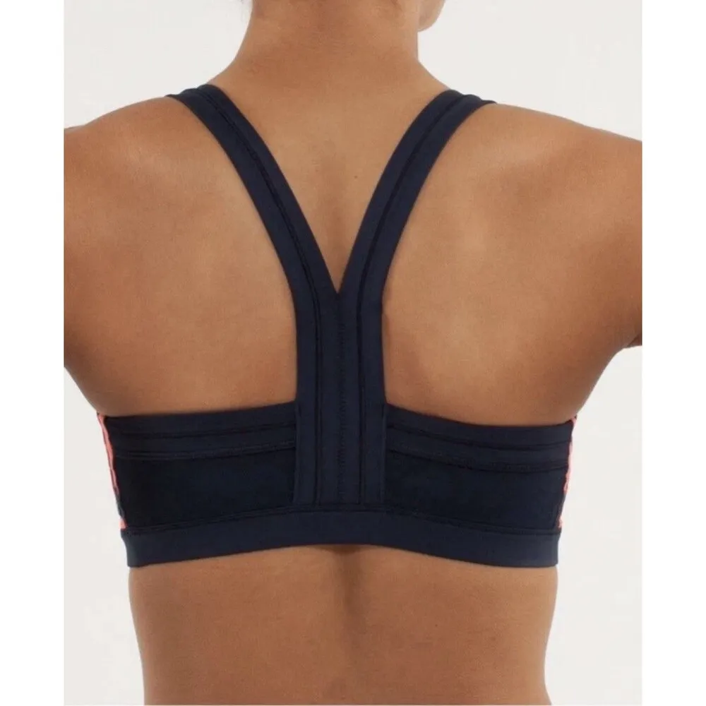 LULULEMON Womens Sports Bra Cardio Kick Sea Stripe Light Flare Inkwell Navy Blue Size 8 - Image 7