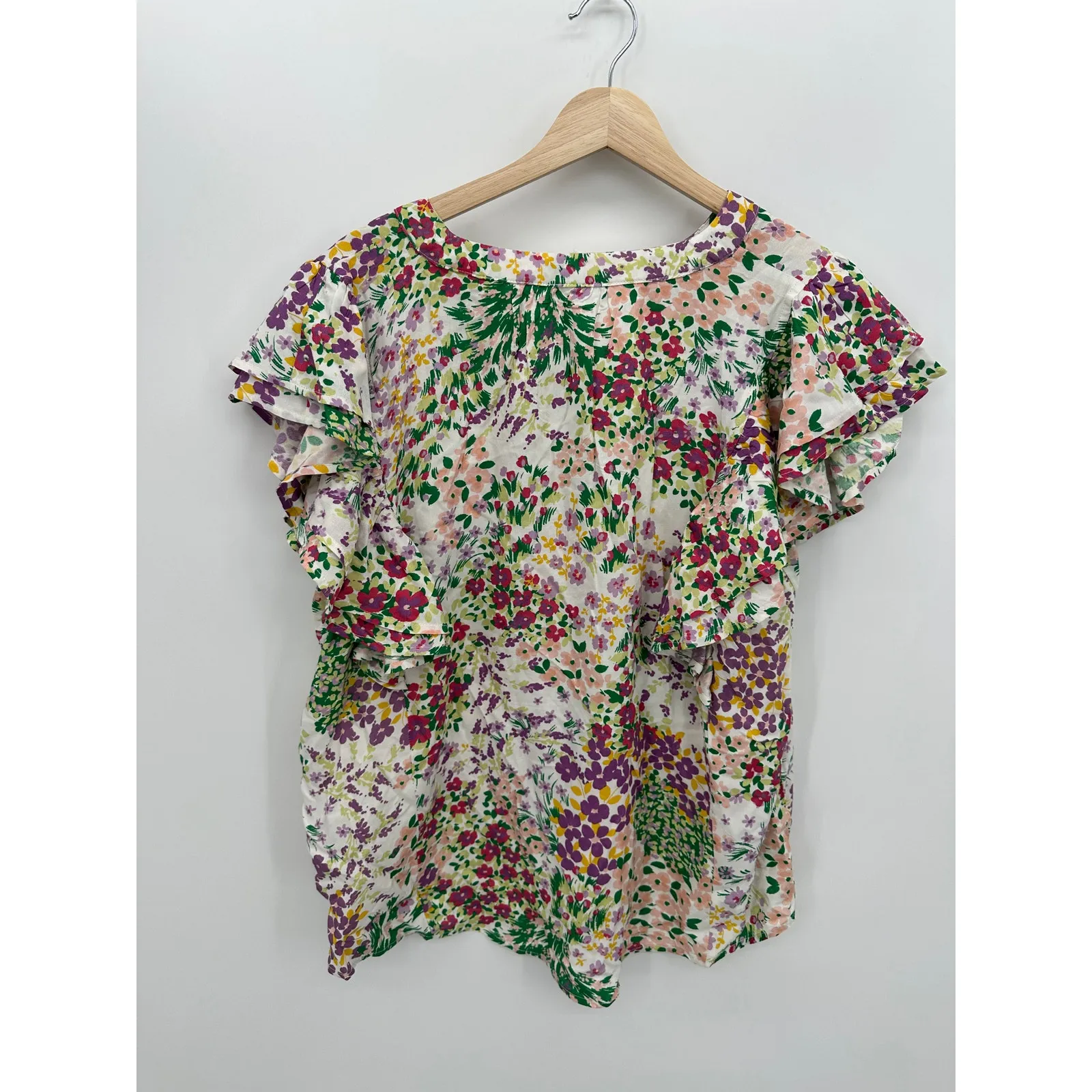 Maurices Floral Blouse Size L Spring Office Career Lightweight Ruffle Feminine - Image 2