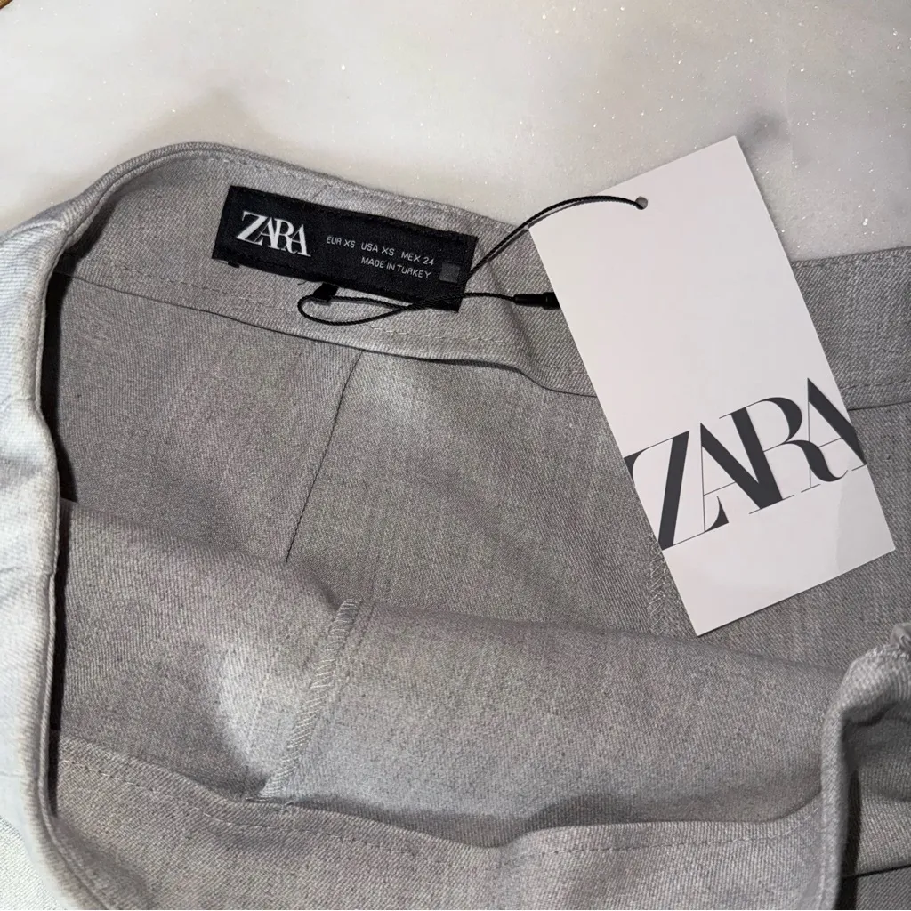 Zara Light Grey Pleated Micro Mini Skort - Image 13