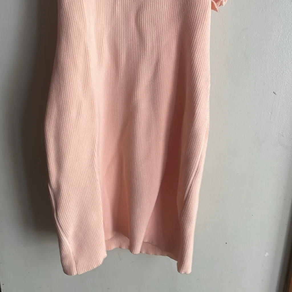 COPERNI Asymmetric Flower Knit Mini Dress in Peach Pink - Image 11