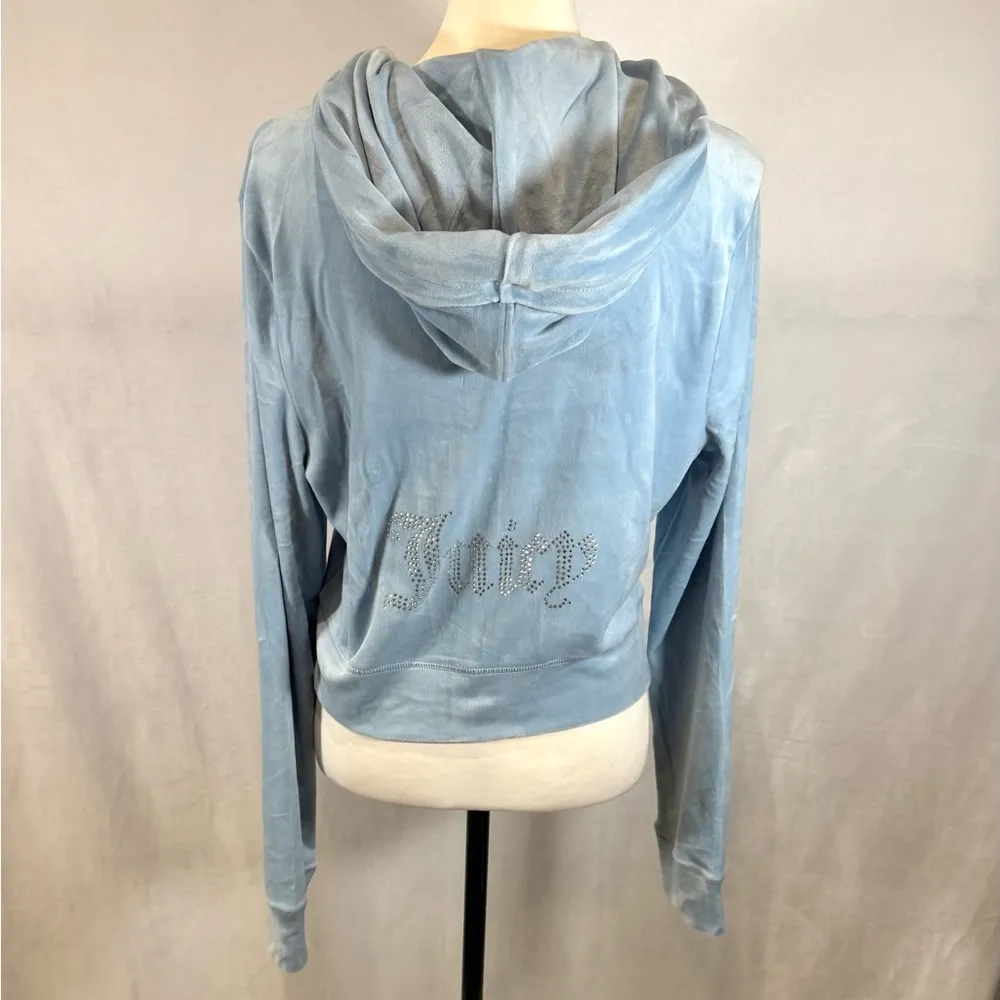 OG frosted ice blue rhinestone one zip up hoodie size large NWT - Image 9