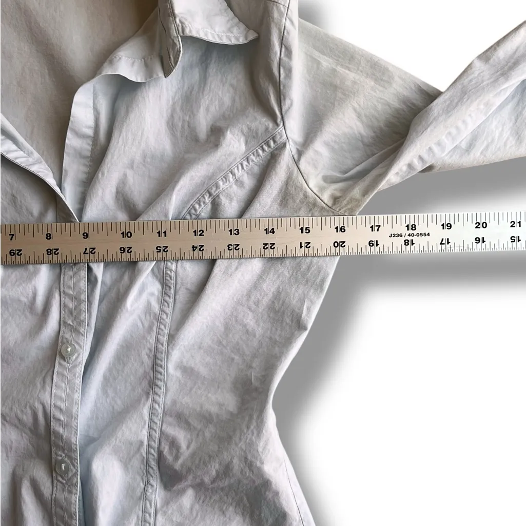 Y2K The Limited Baby Blue Fitted Blouse XS/S Extended Cuff 90s Collar - Image 9