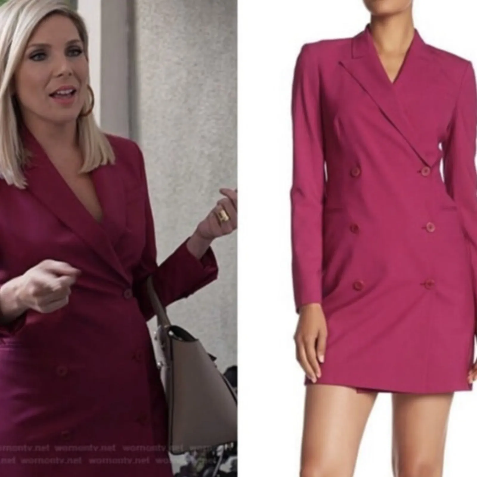 Theory Electric Pink Traceable Wool‎ Blend Long Sleeve Blazer Coat Dress Size 8 - Image 2