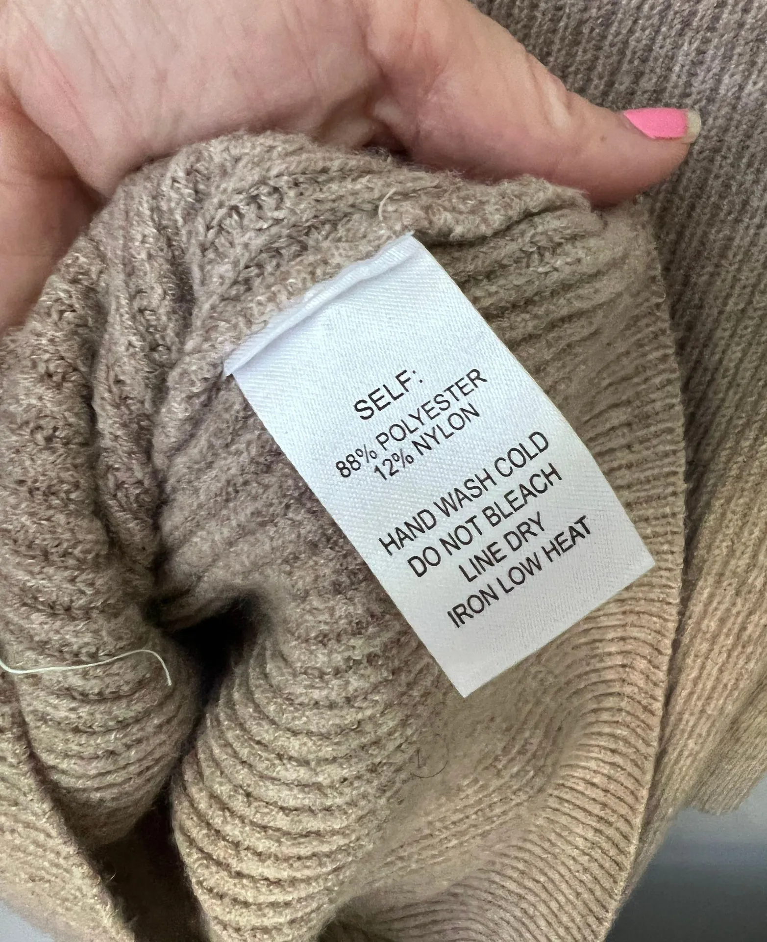 VICI Ribbed Sweater Dress Large Tan - Image 4