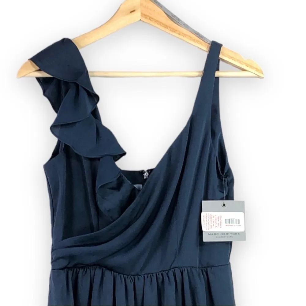 NWT - Andrew Marc NY - Ruffle Shoulder Dress in Blue - 4 - Image 3