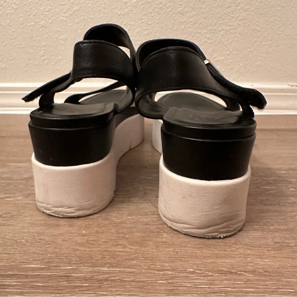 Franco Sarto Leather Strappy Platform Sandals Black 10 - Image 5