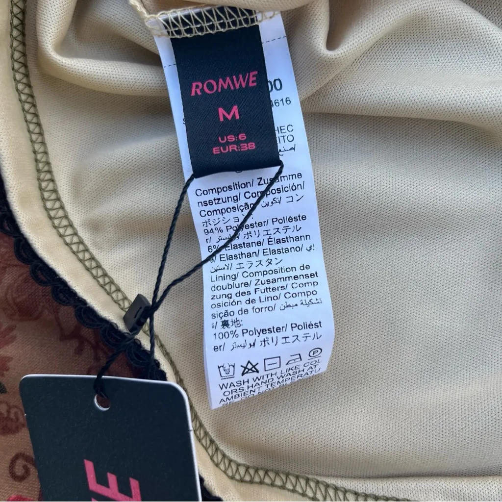 ROMWE Grunge Floral Lettuce Trim Mesh Overlay Mermaid Hem Skirt|Sz:M US:6 EUR:38 - Image 12