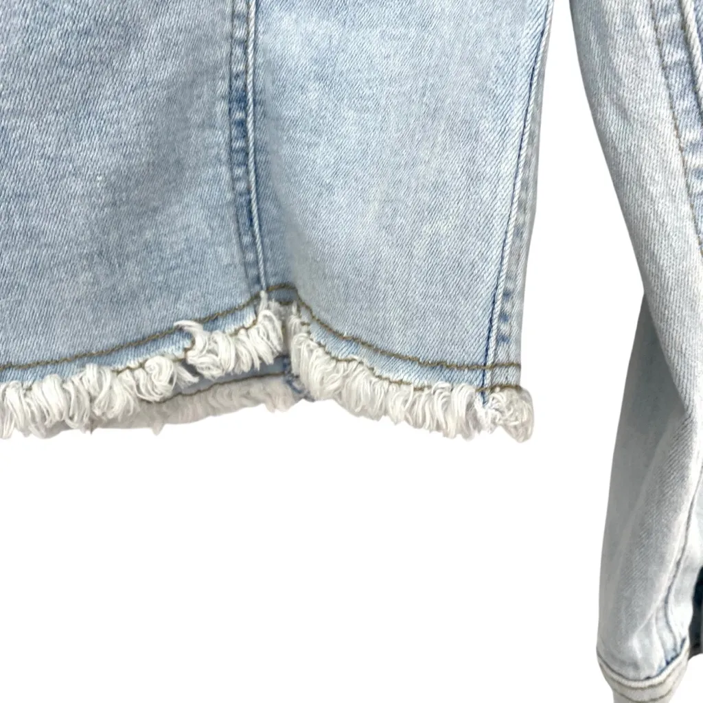 Venus Cut Off Cropped Denim Jacket Light Wash XS - Image 7