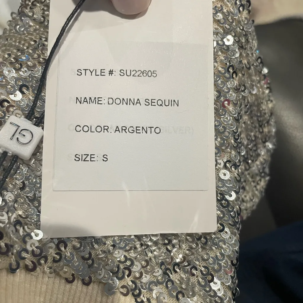 NWT Generation Love Donna Sequin Puff Sleeve Mini Dress in ARGENTO Sz Small - Image 7