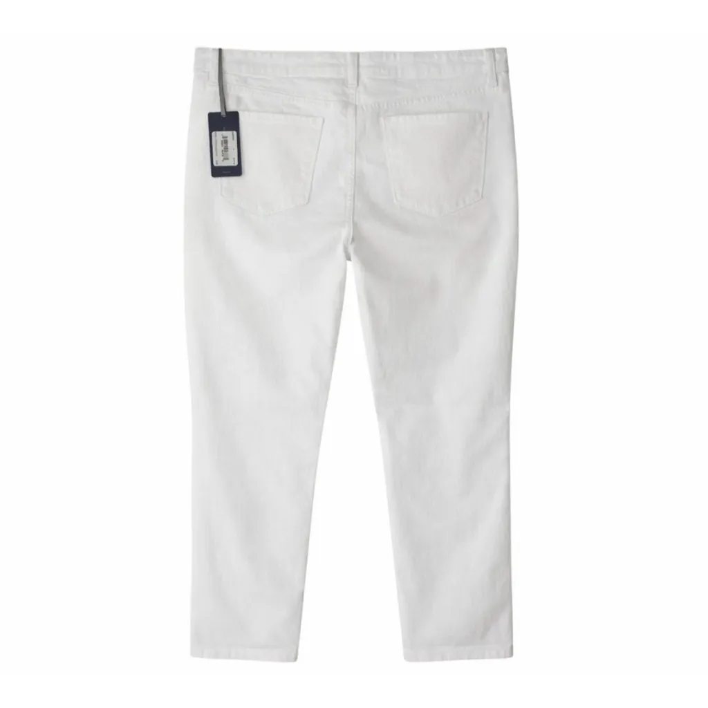 NYDJ Size 14 Missy Irregular White Straight-Leg Jeans Cotton Blend - Image 7