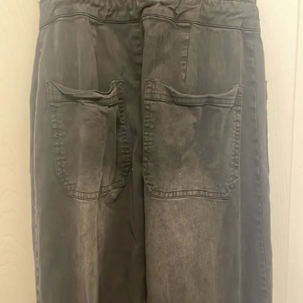 Chaser Stretch Twill Square Neck Button Down Wide Leg Jumpsuit Washed - Black - Image 9