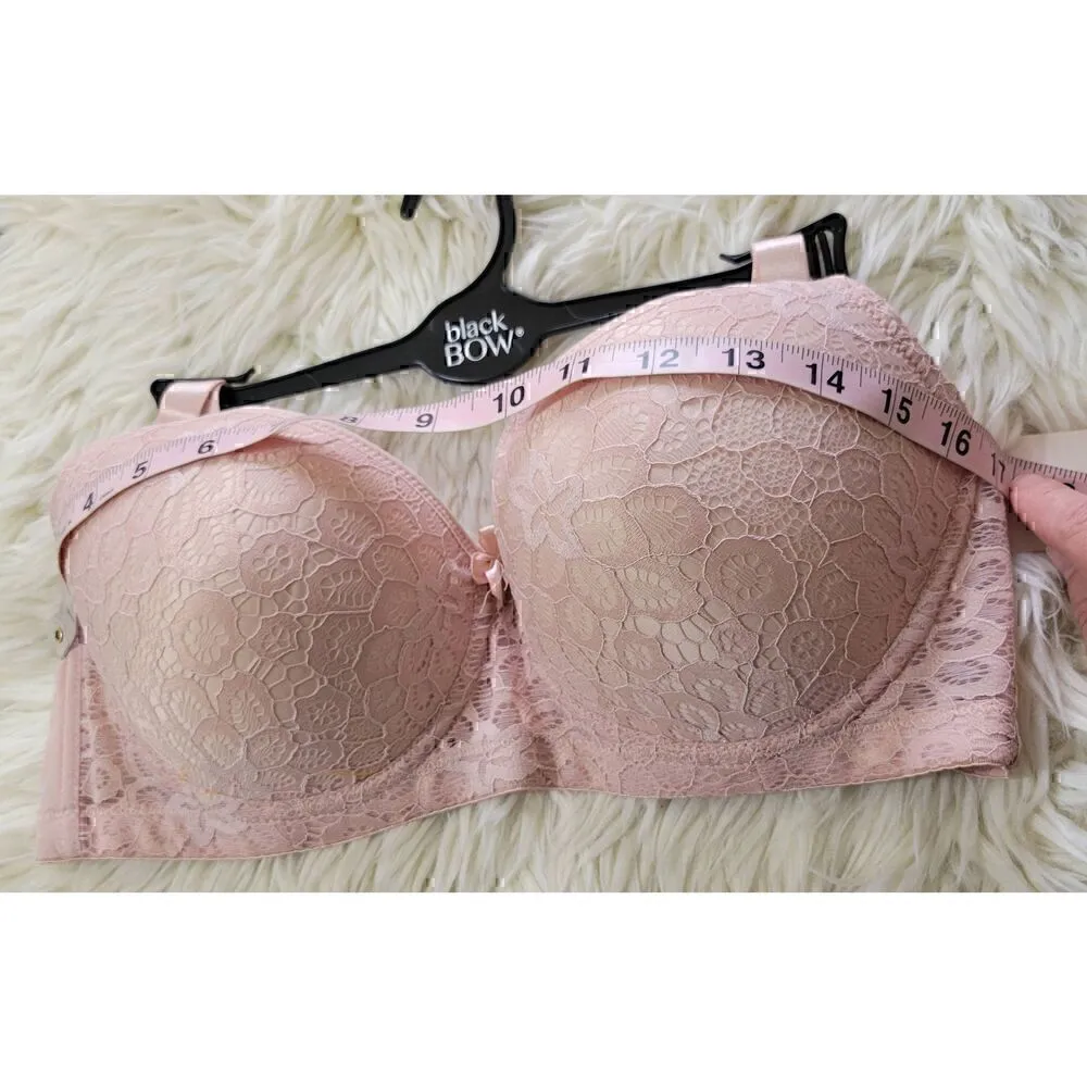 Black BOW Size 38C Lace Bra New Pink - Image 7
