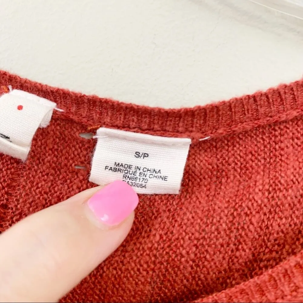 Anthropologie  MOTH Sheer Paneling 3/4 Sleeves Rust Sweater - Image 3