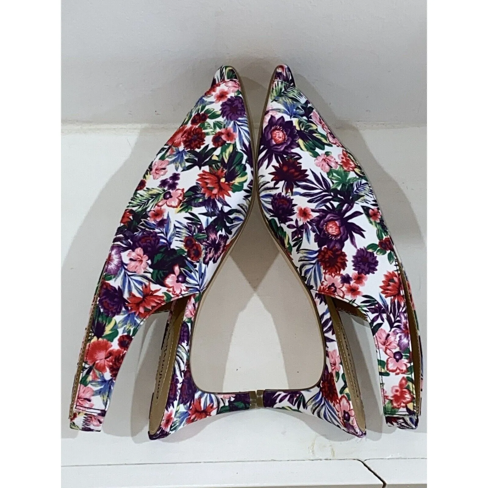 Comfortview Kitten Heels Floral Peep Toe Sling Back Pumps NEW Women's size 12W - Image 7