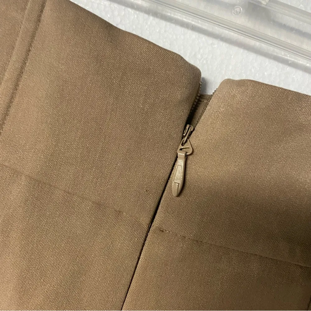 JLUXLABEL Pants Women M High Waisted Tan Wide Leg Trousers Zip Back Business - Image 6