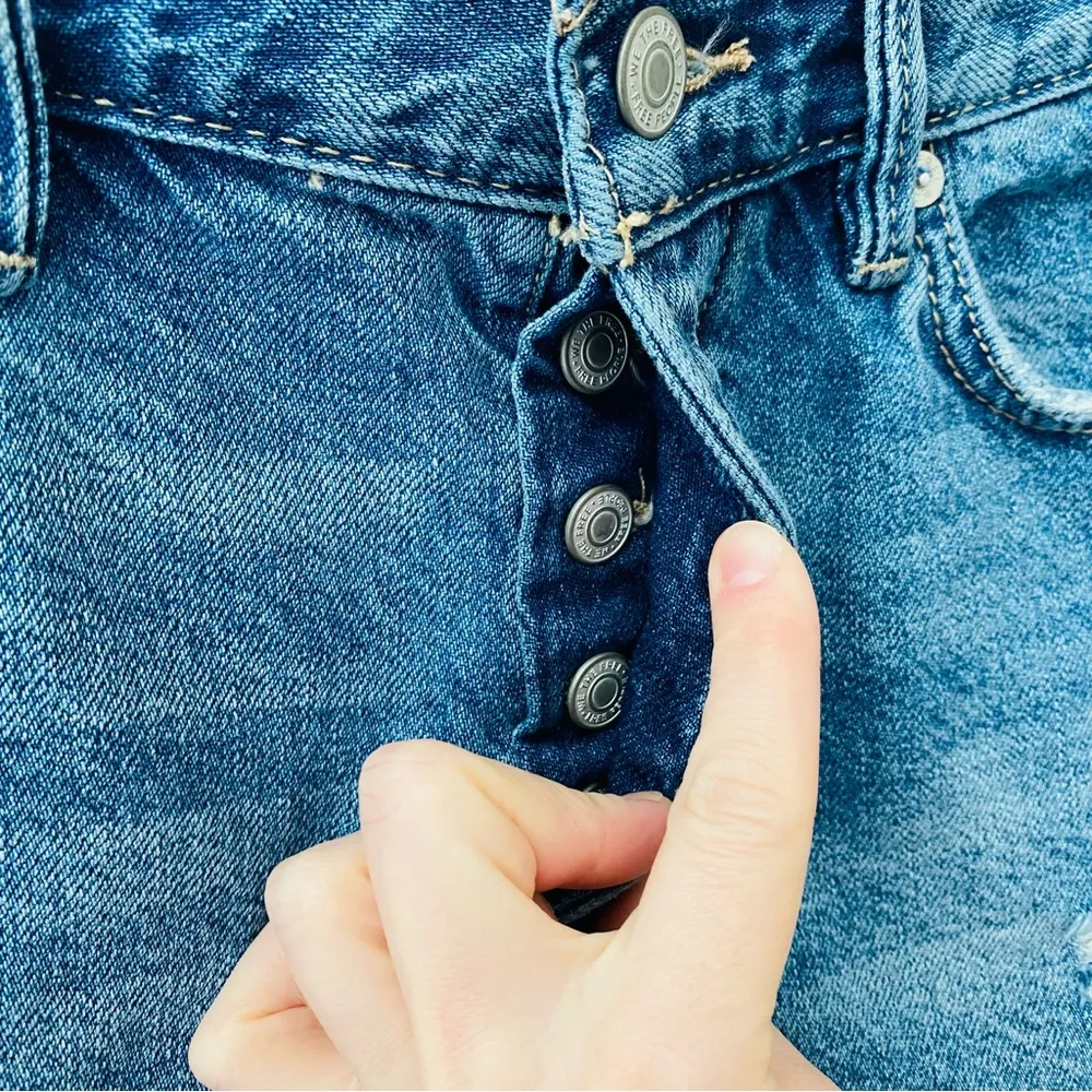Free People Button Up Fly High Rise Denim Shorts Blue Sz 25 - Image 7