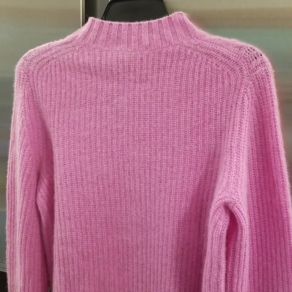 💕WHITE+WARREN💕 Cashmere Relaxed Cable Mockneck Sweater Wisteria Heather S NWT - Image 4
