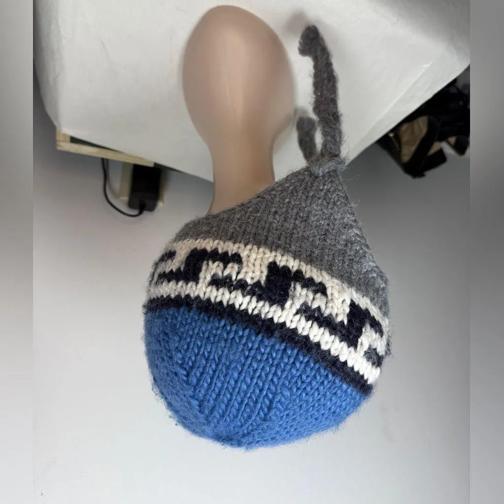 Bula Wool Blend Geometric Print Knit Trapper Hat with Interior Fleece Ear Band Blue - Image 4