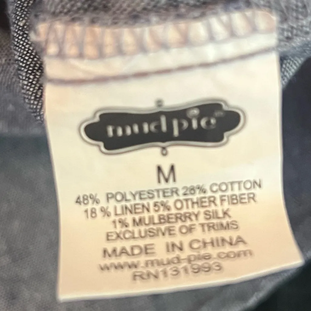 Mud Pie Blue Ruffle Button Collar Sleeveless Tunic Blue Denim Top Size M - Image 5