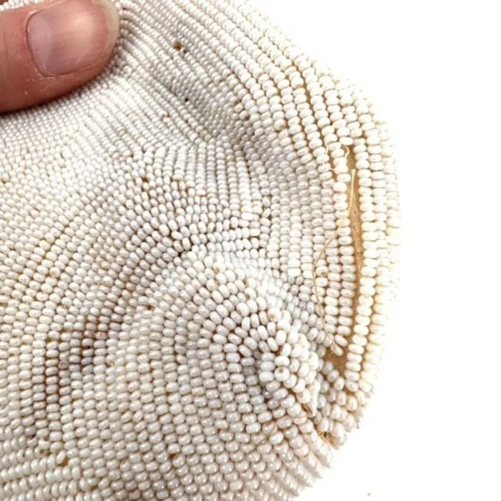 Vintage Beaded iridescent Delill handbag clutch bag made‎ in Belgium white White - Image 8