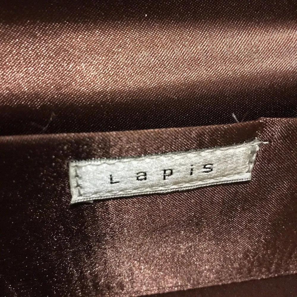 Vtg Lapis Velvet Clutch With Jewel Embellishment Chain Strap - Image 4