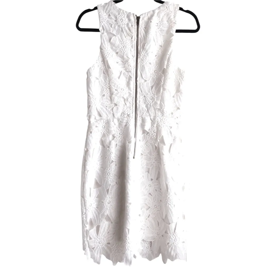 ASTR White Big Flowers Crochet Embroidered Wedding Mini Dress XS - Image 7