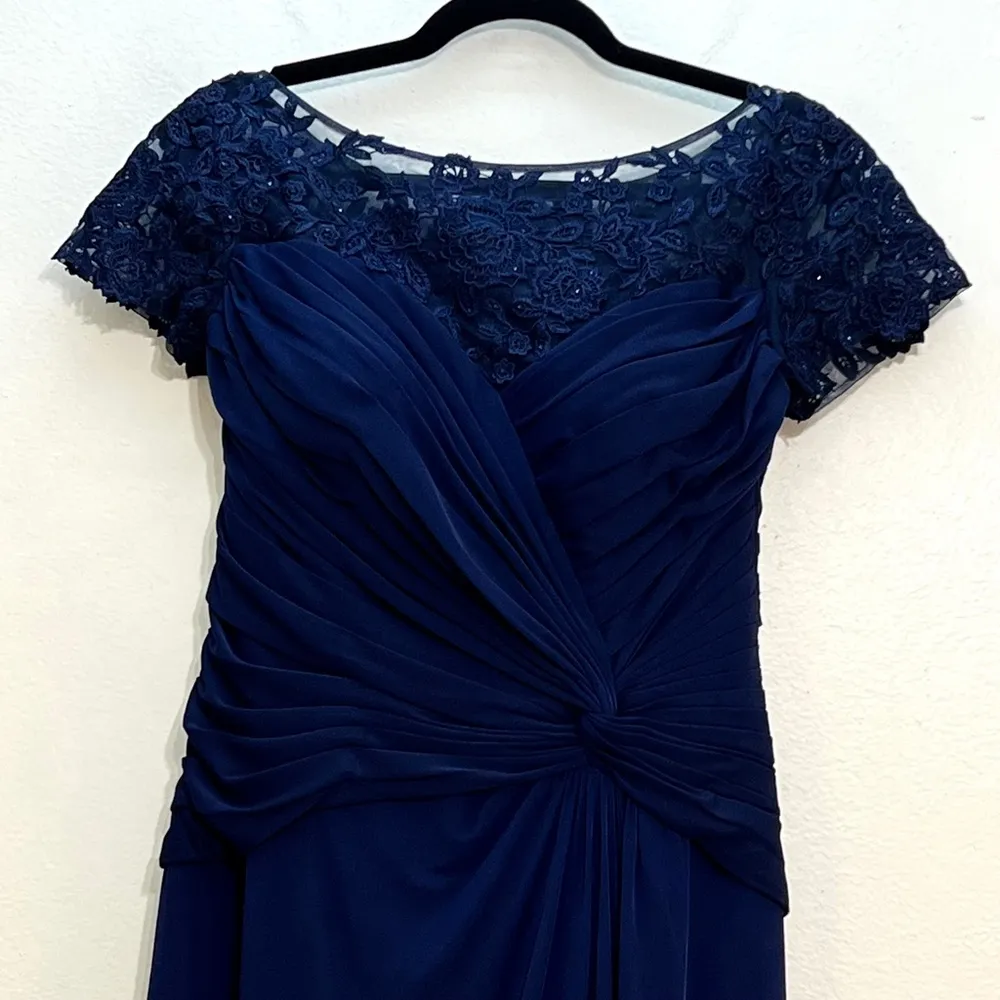 La Femme 28029 Illusion Yoke Twist Front Jersey Gown - Image 3