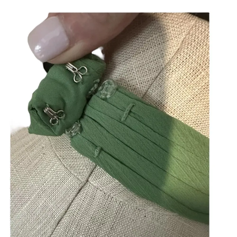 David’s Bridal Green Chiffon Halter Draped cascade Dress Style F12688 size 18 - Image 13