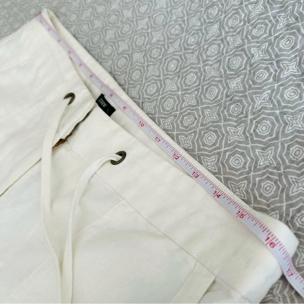 NEW! J. Crew White Linen Cotton Wide Leg Drawstring Pants Size 8 - Image 5