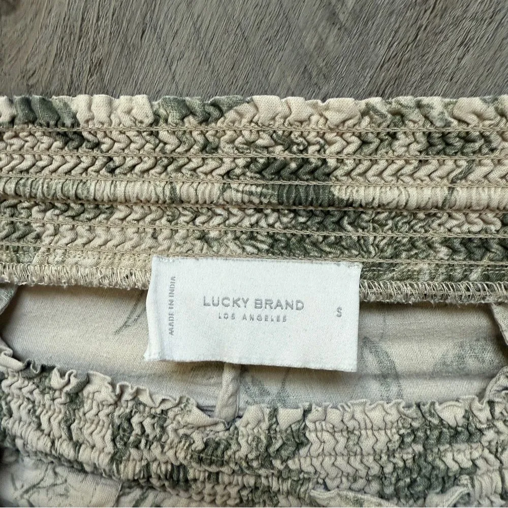 Lucky Brand Joggers Floral Tropical Pull On Small Khaki Green - Image 4