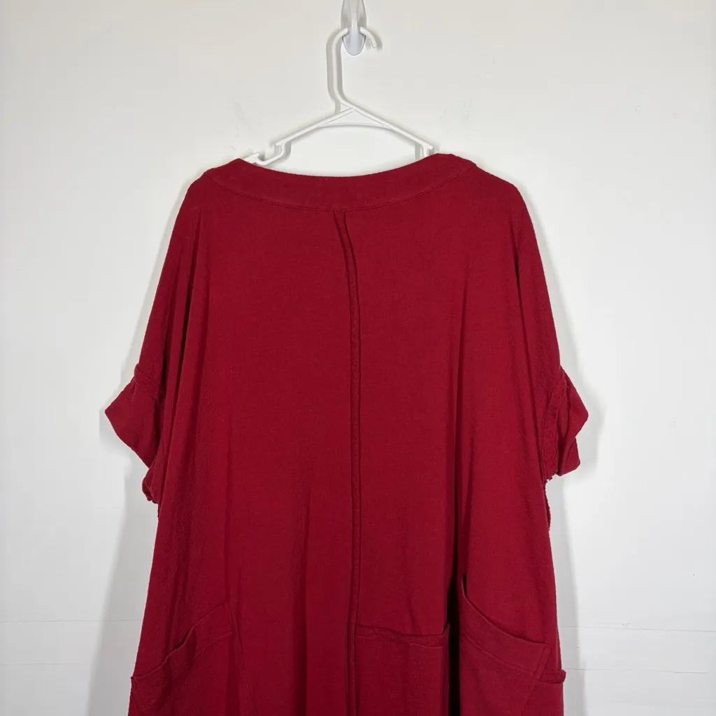 Moyuru Waffle Texture Tunic Dress Size Medium Red - Image 6