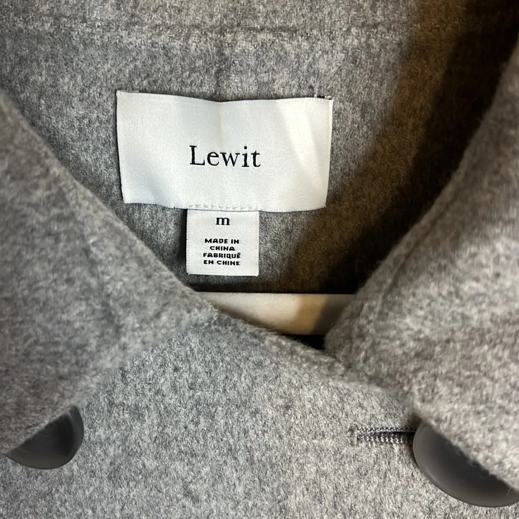 Lewit wool cashmere pea coat double button jacket boxy Medium Large Nordstrom Gray - Image 2