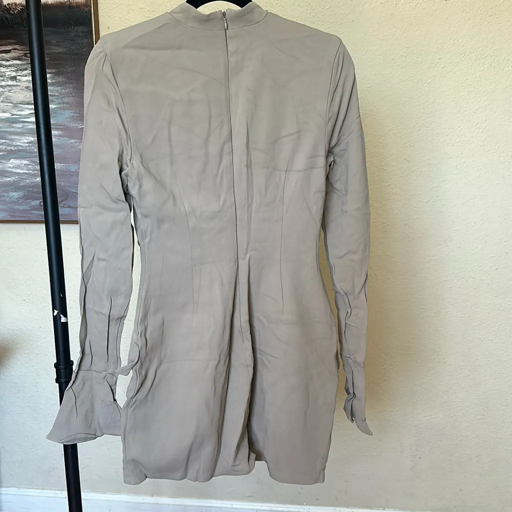 House Of Cb Mahalia Taupe Long Sleeve Mock Neck‎ Mini Dress NWOT Size M - Image 4