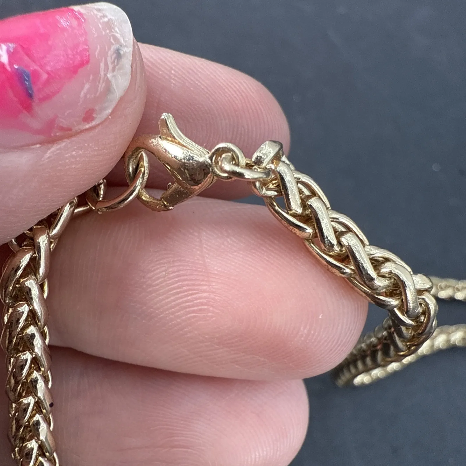 Gold Tone Cross Necklace 15" Front Clip Chain Chunky Link Christian - Image 7