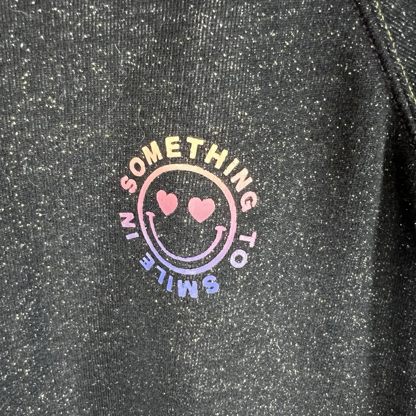 Something Black Sparkly Something To Smile In Sweatshirt Womens Size Medium - Image 4