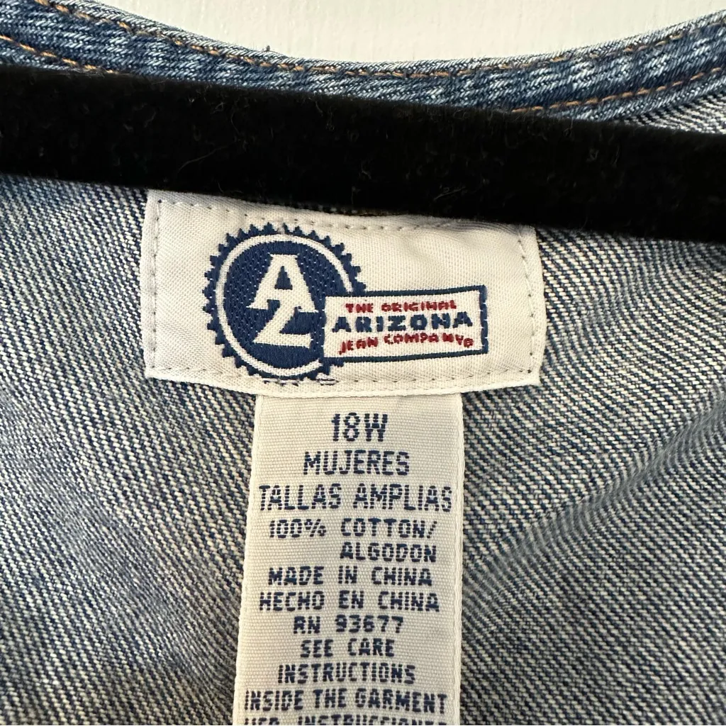 Arizona Jean Company Vintage Denim Jumper Dress Womens 18 Blue Sleeveless Size 18W - Image 4
