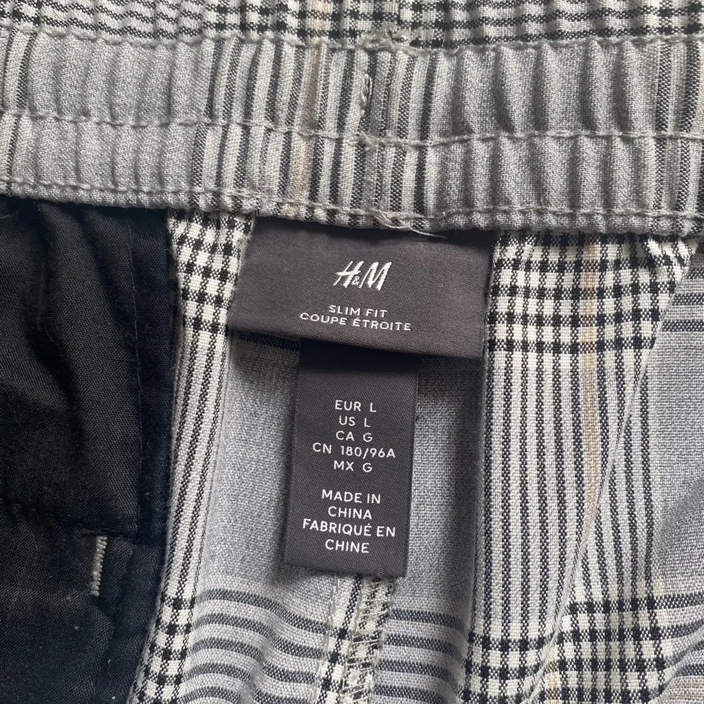 H&M Men's Checkered Gray Pants - Image 4