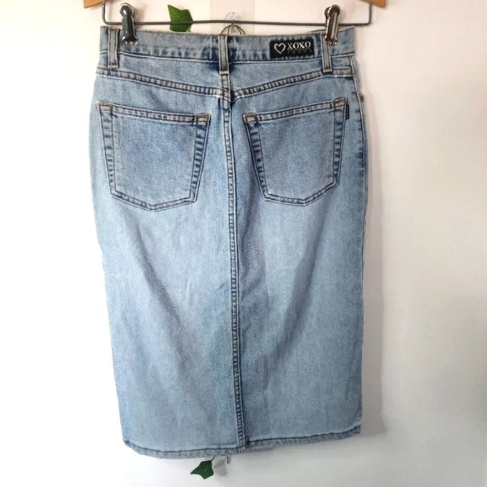 XOXO Light Wash Jean Denim Skirt Pencil Style - Image 4