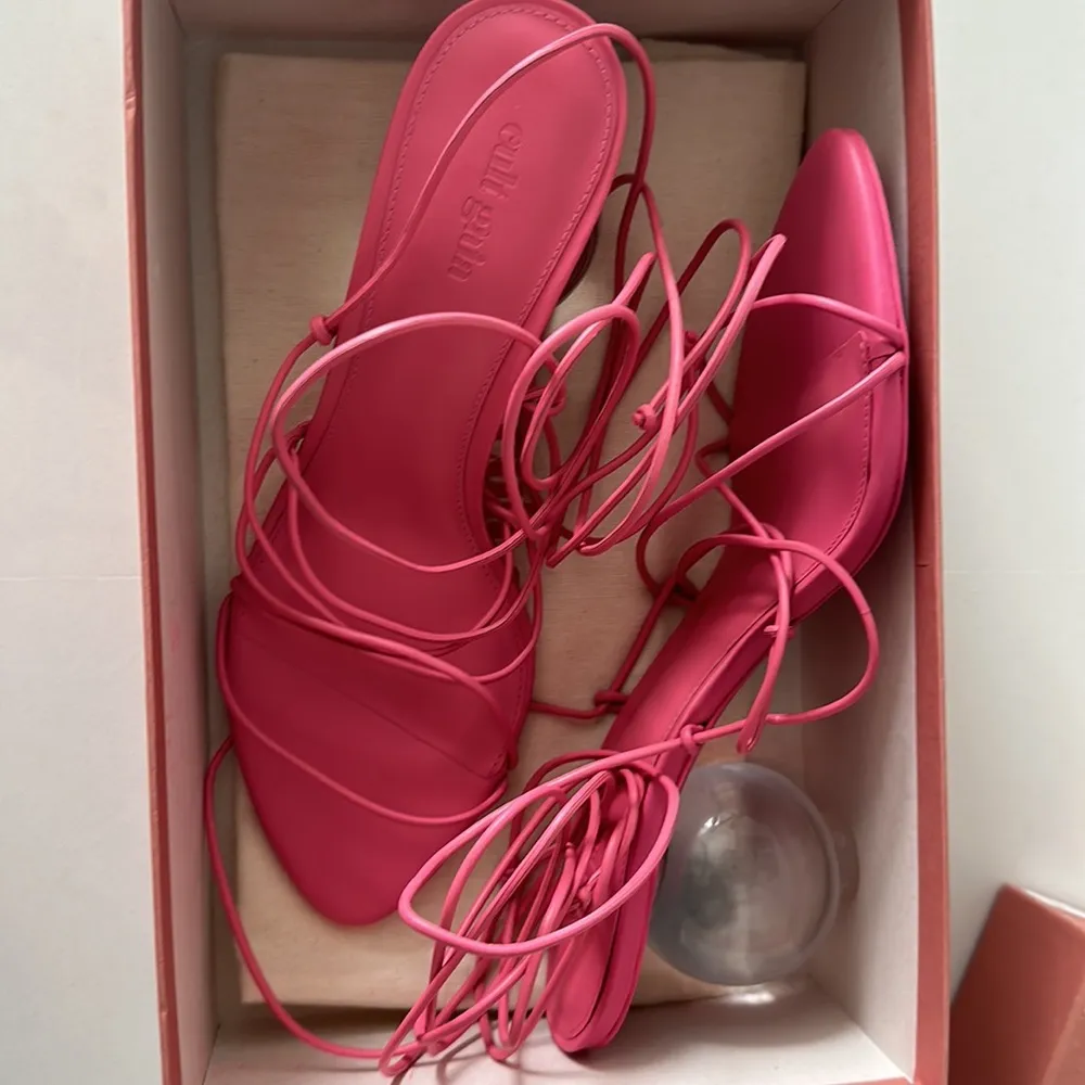 Cult Gaia Su Strappy Lace-Up Sandals Heels Blossom Pink Acrylic Heel NEW Size 41 - Image 7