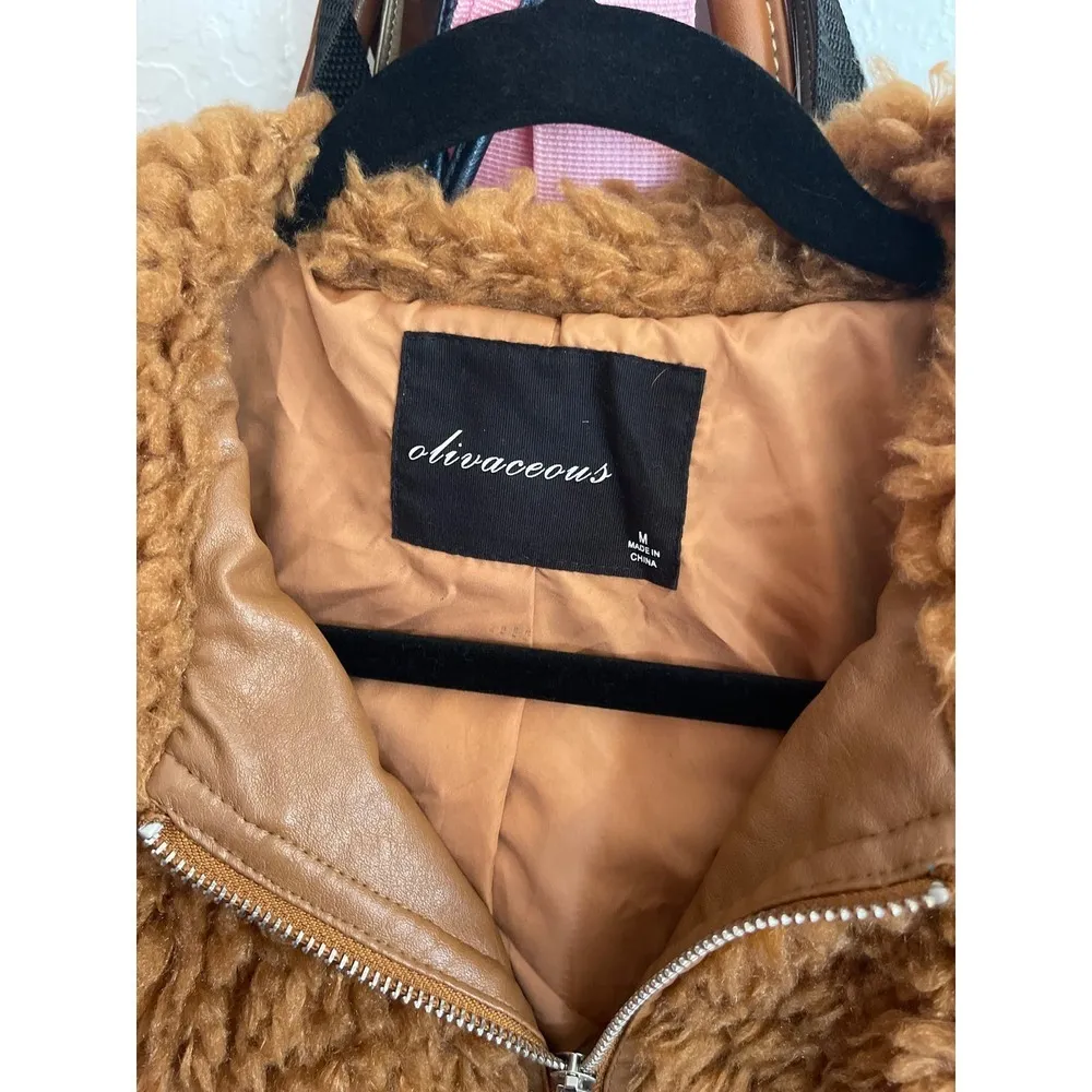 Olivaceous teddy bear bomber jacket medium - Image 2