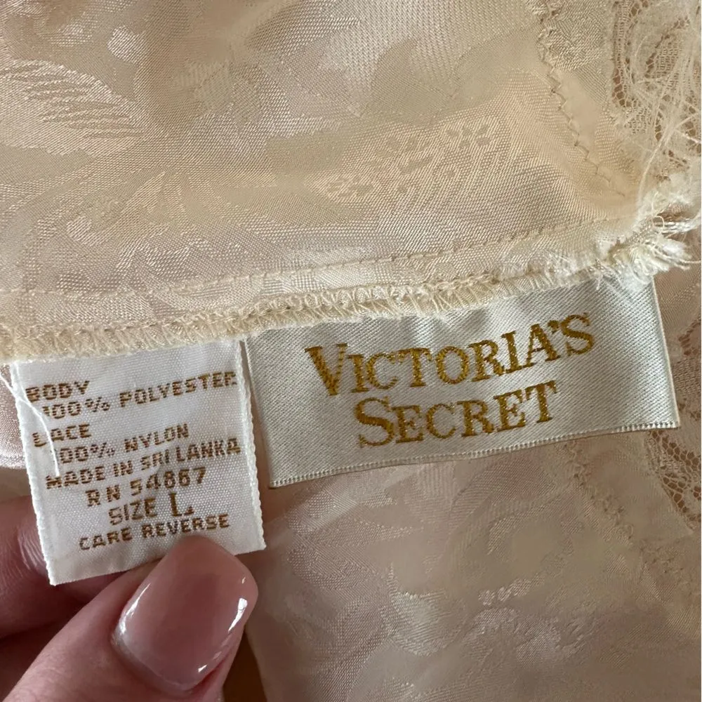Vintage Victoria’s Secret Gold Label Robe Gown Set Ivory Bridal Women’s Large - Image 5