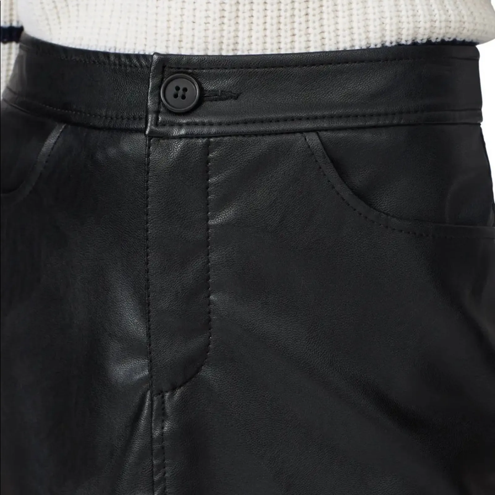 Fifteen Twenty black Vegan Faux leather high waist skirt - Image 4